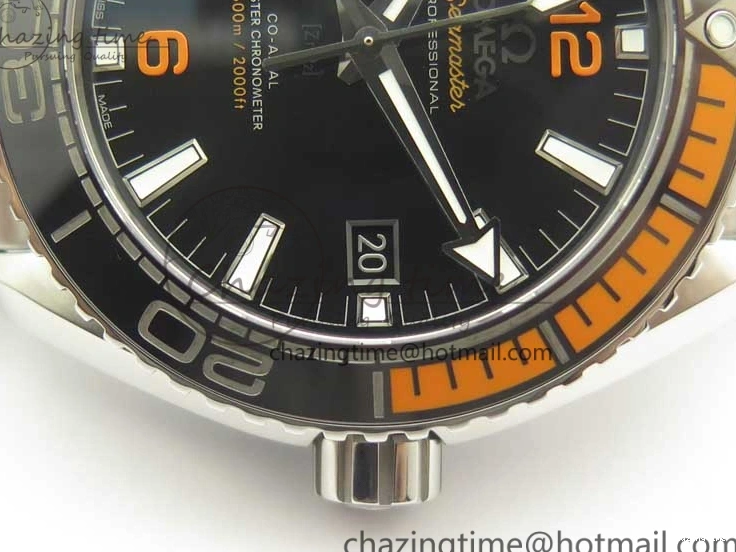 0420 Planet Ocean 43.5mm SS VSF 1:1 Best Edition Black Orange Bezel Black Dial on SS Bracelet A8900 Super Clone Breathable 8003